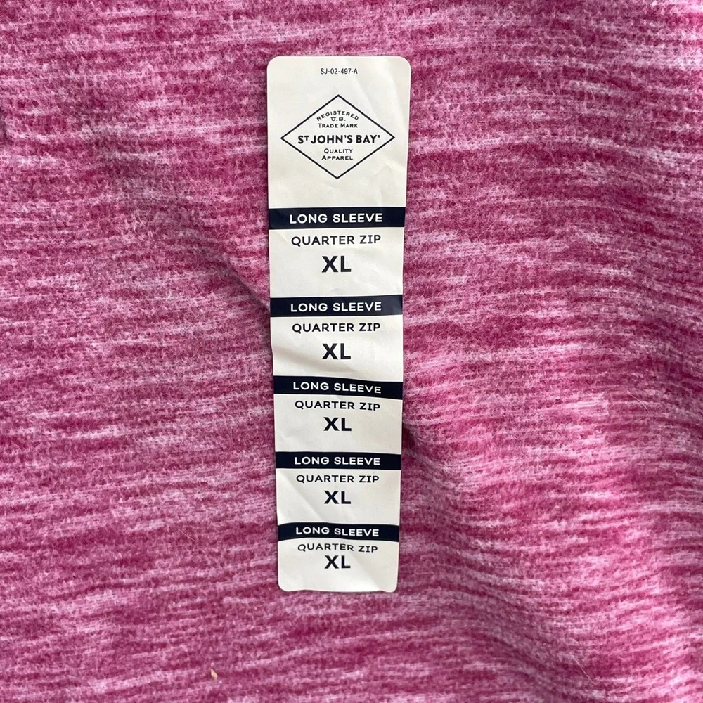 St John's Bay Quarter Zip Women XL Pink New Space Dye Fleece Pullover Sportswear - Picture 3 of 8